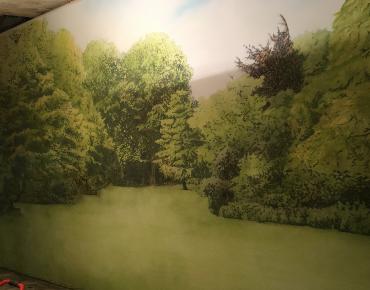 garden backdrop painting